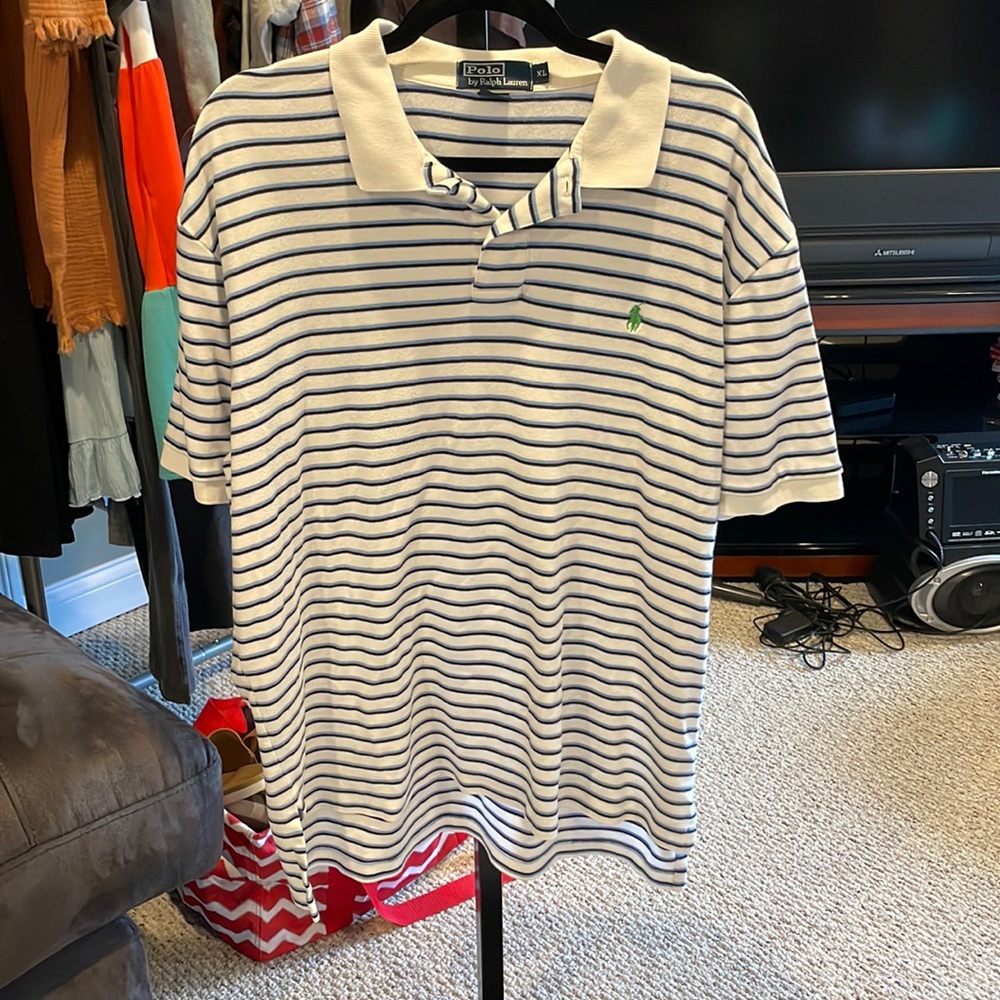 Sz XL blue/white striped polo by Ralph Lauren